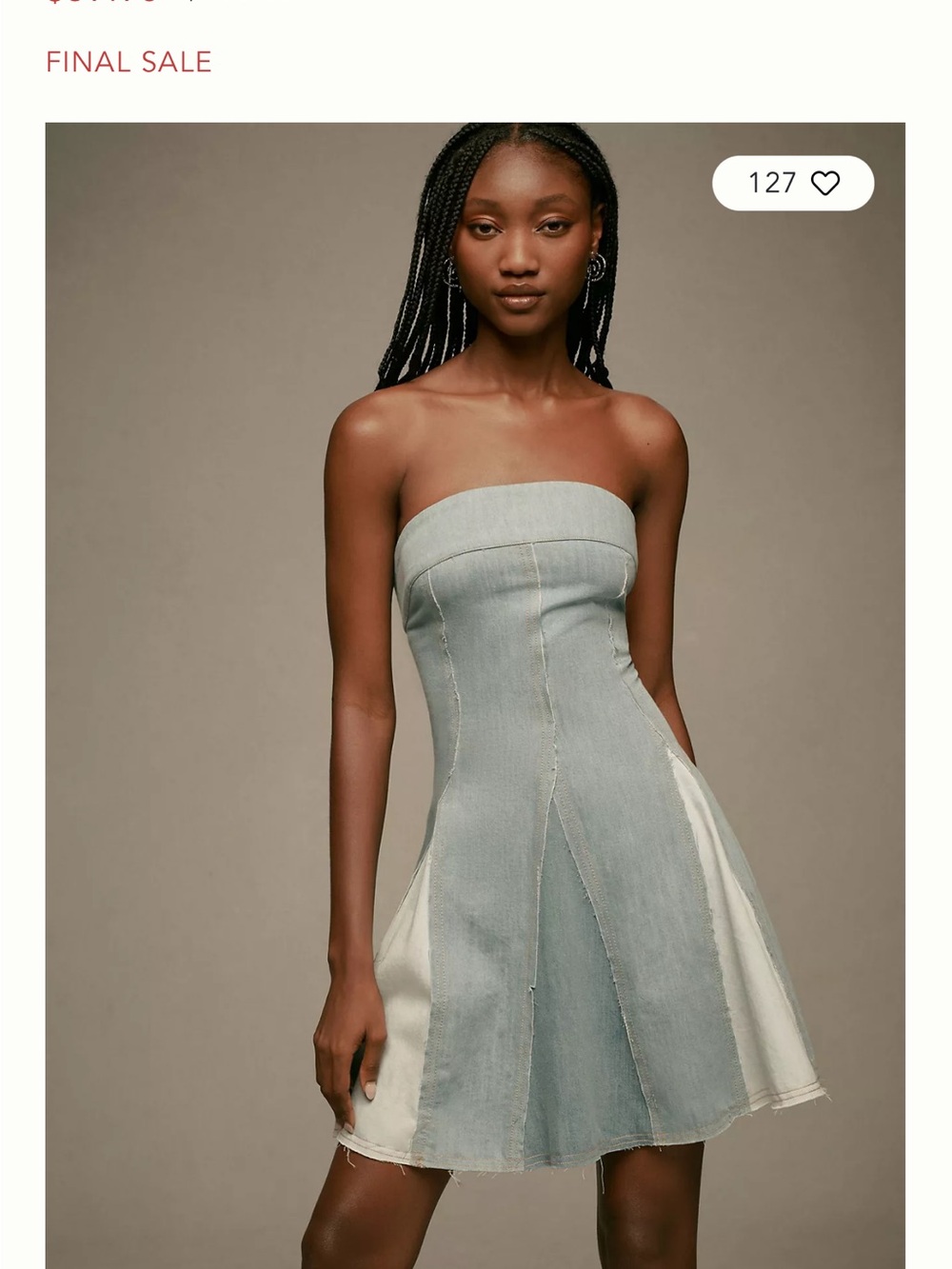 Pilcro Strapless Two-Tone Denim Mini Dress
